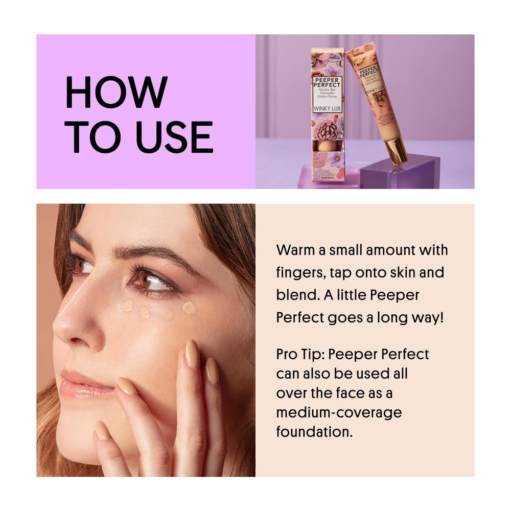 Concealer formula enriched with collagen and hyaluronic acid for skin hydration and bounce.