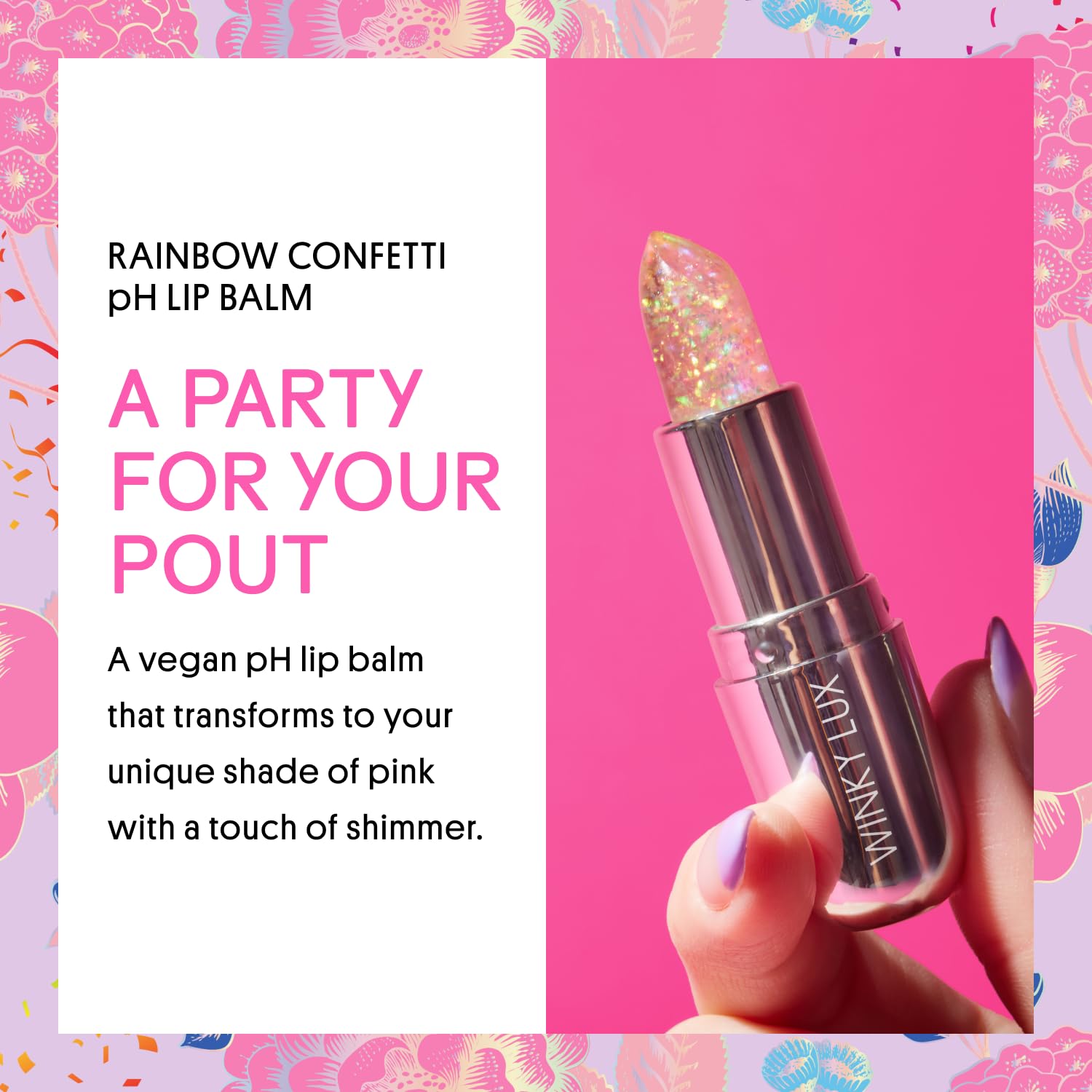 Winky Lux ph color change application demonstrates personalized pink shade while tinting lips.