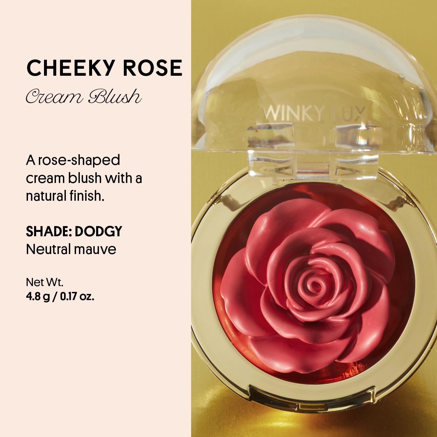 Winky Lux Cheeky Rose Blush application close-up for versatile fingertip or brush use