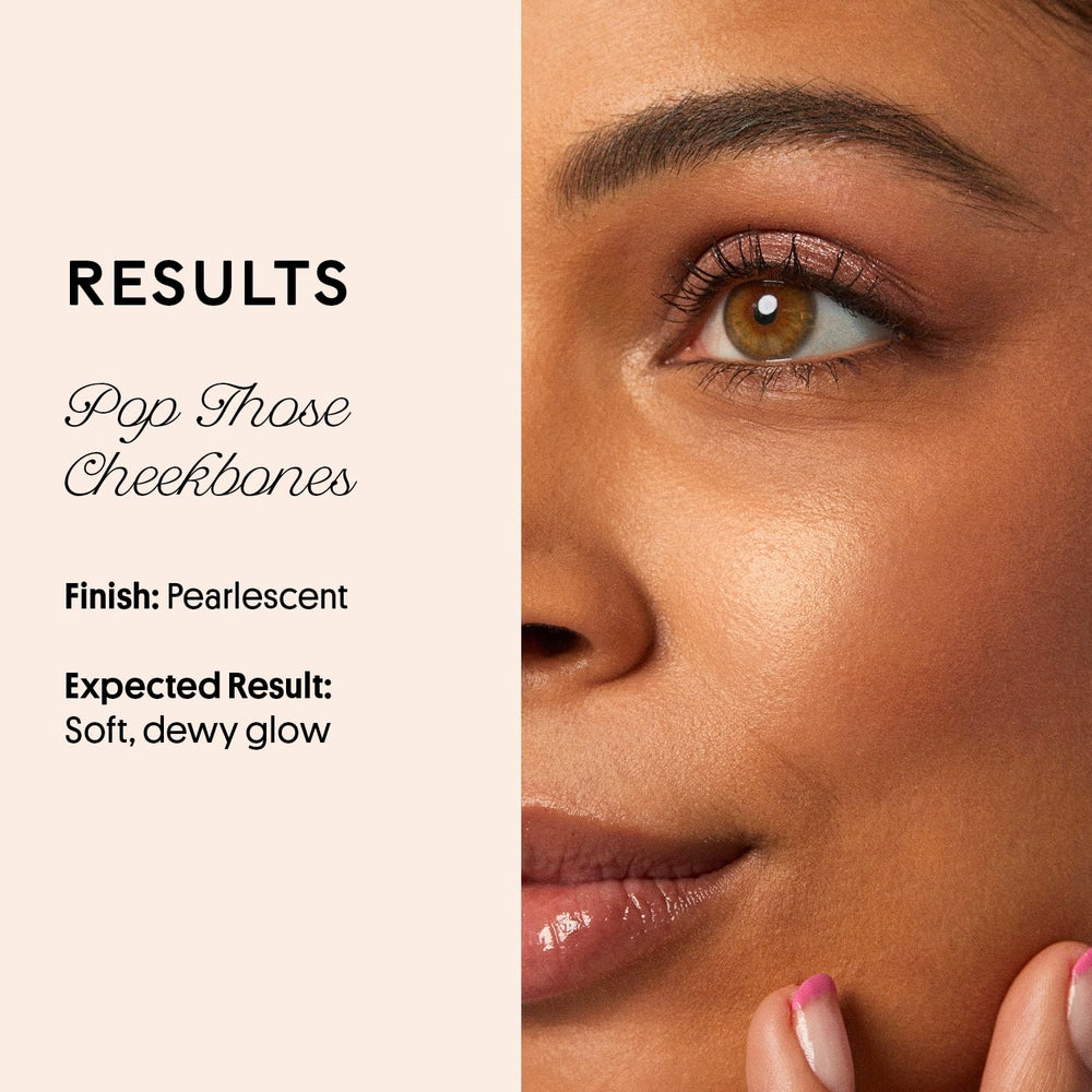 Cheeky Rose Highlighter highlighting rose-gold radiance on facial high points