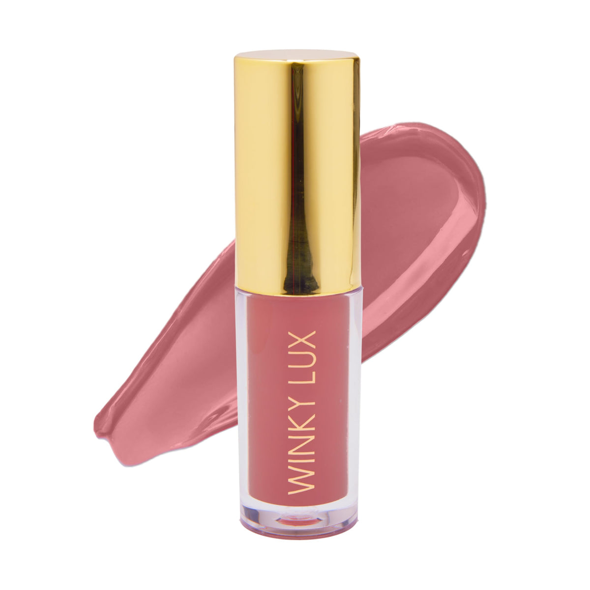 Winky Lux Muse Very There Lip Oil bottle shows nude pink hydration and glossy shine.