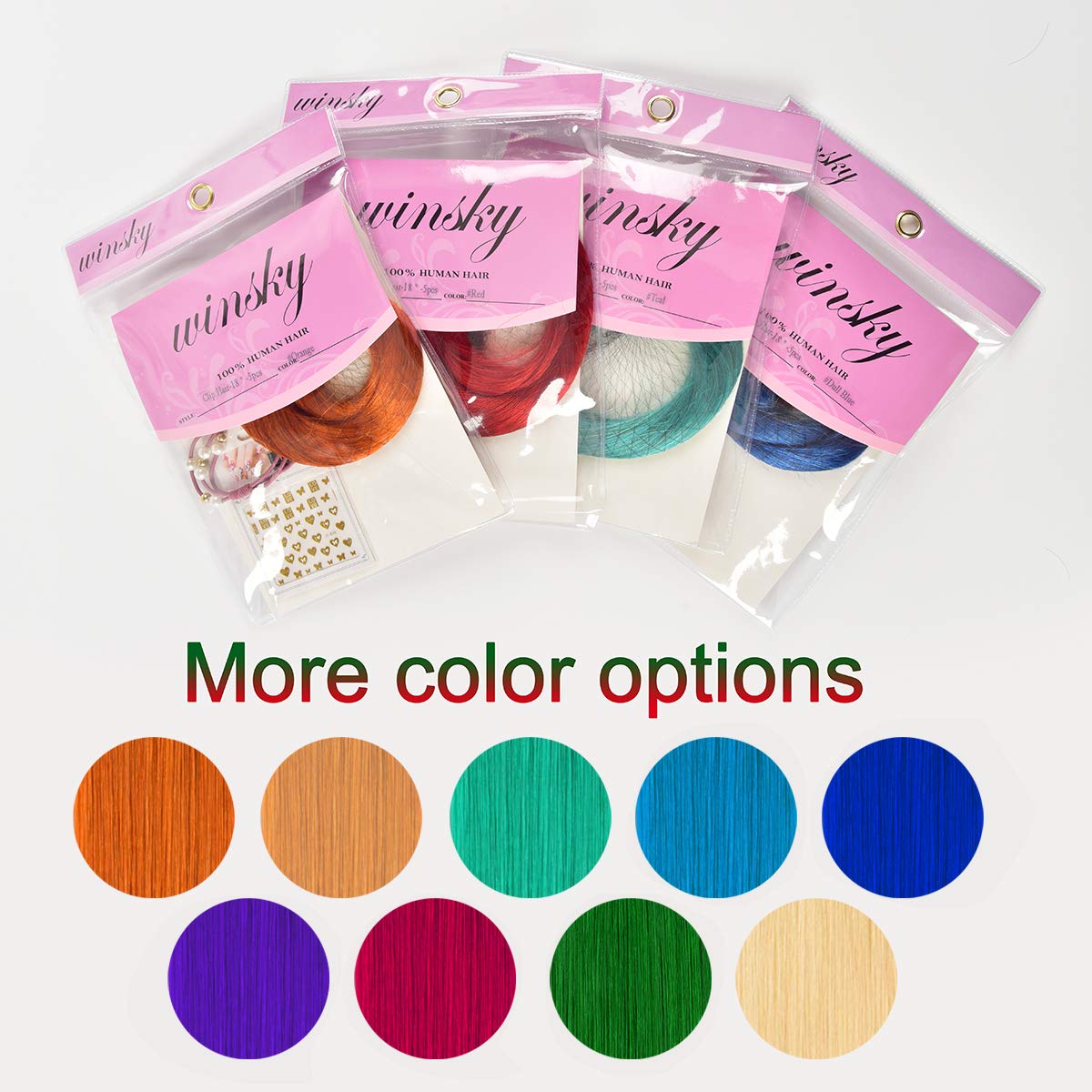 Winsky heat-friendly extensions ready for curling under 250F