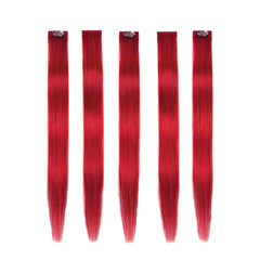 Winsky red clip-in extensions 18in pack close-up showing secure clips for easy wear