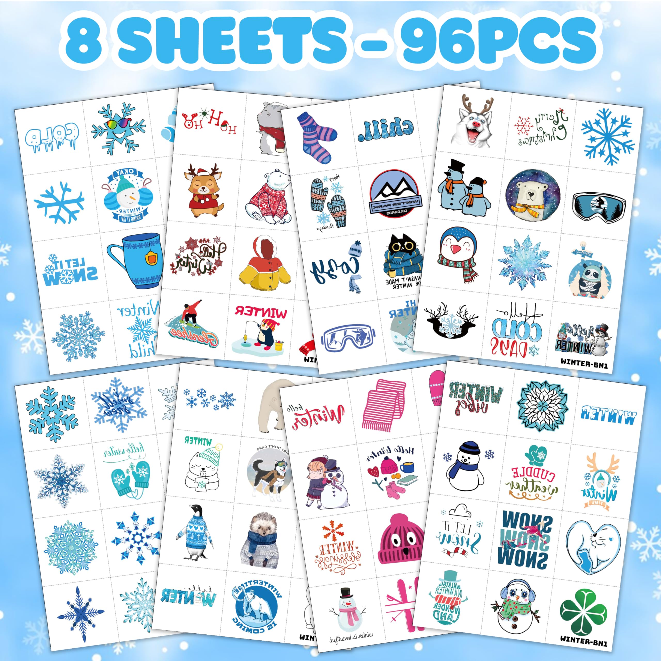 Winter temporary tattoos for kids: penguins for cheerful classroom décor
