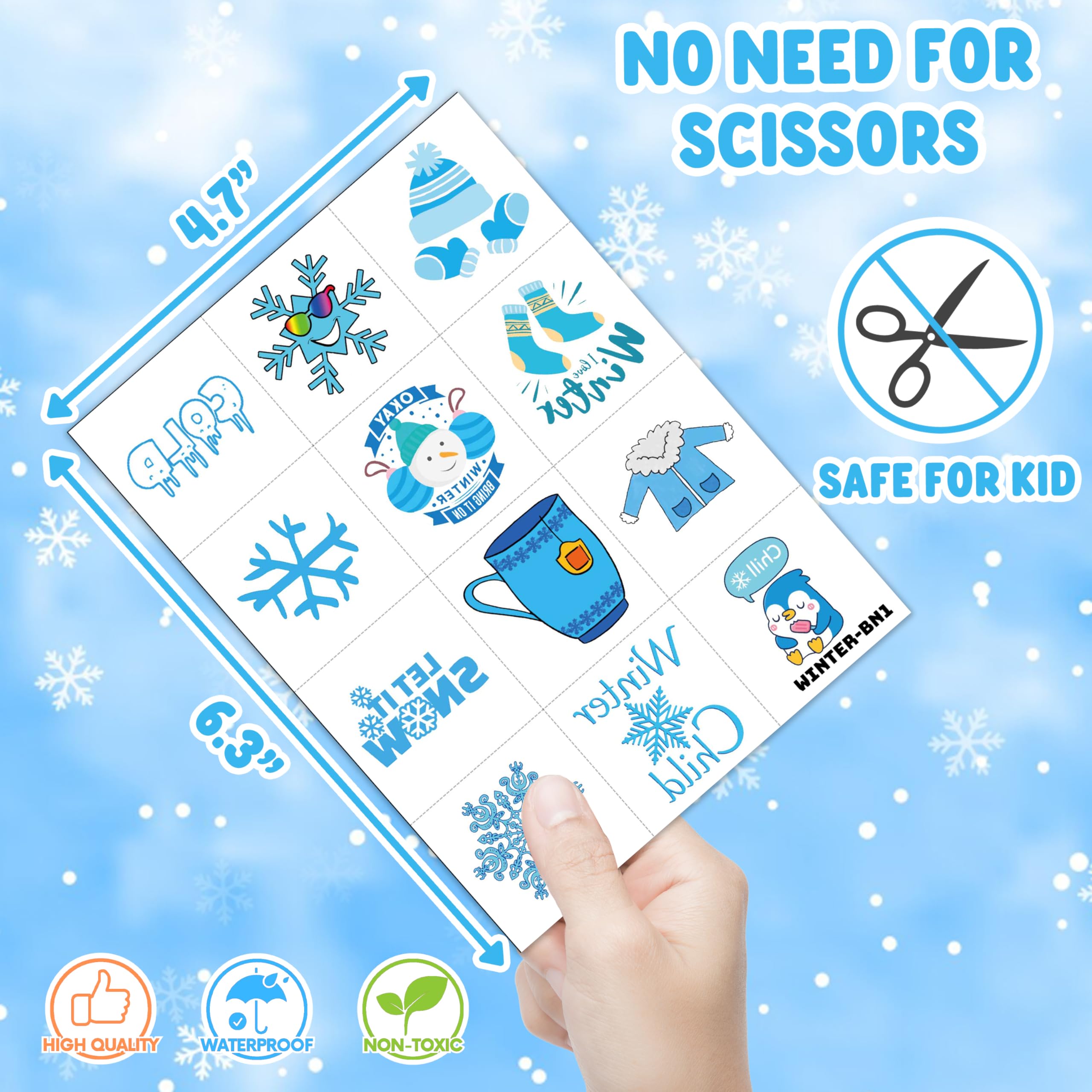 Winter temporary tattoos for kids: polar bears for winter party prizes