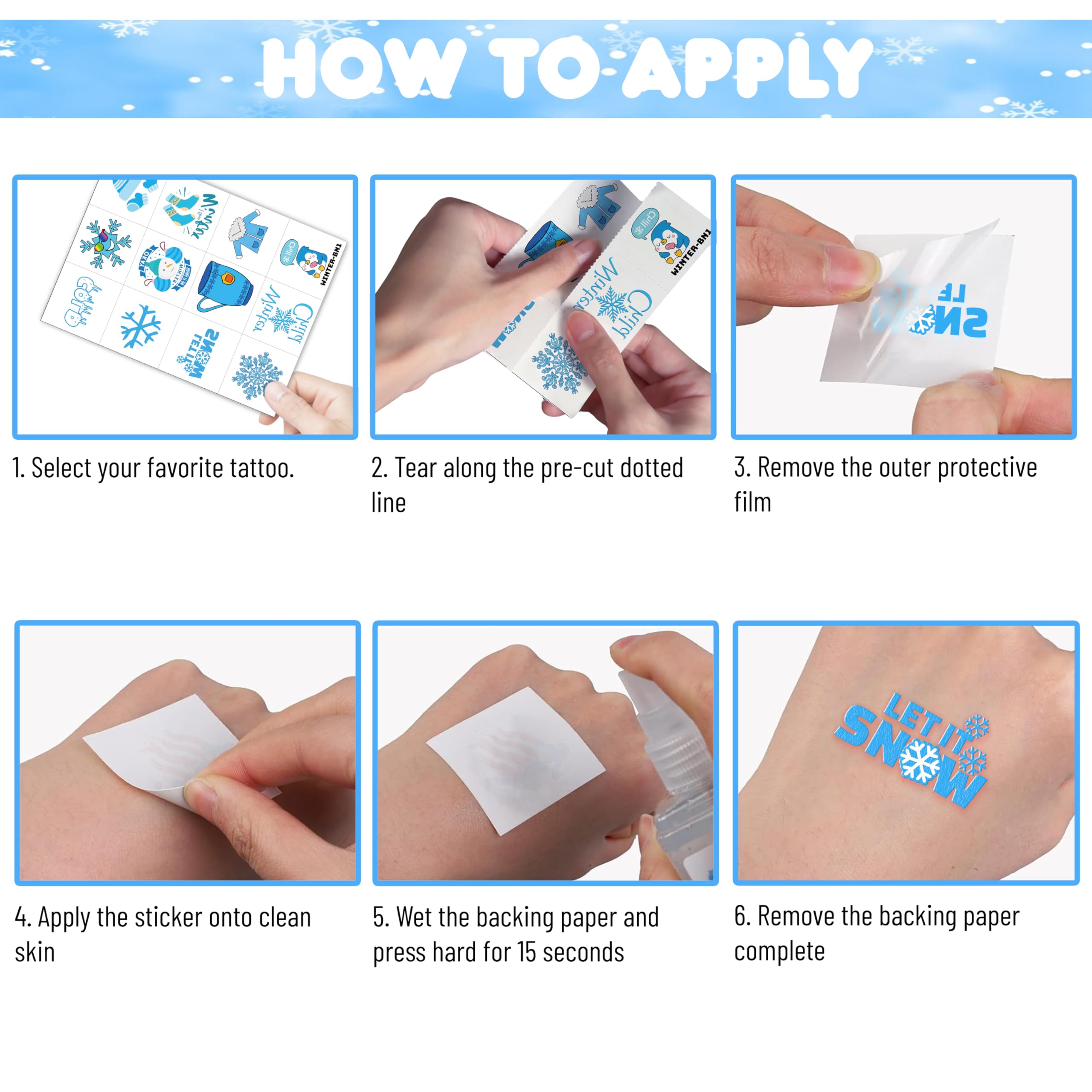 Winter temporary tattoos for kids: reindeer for gift bags and rewards