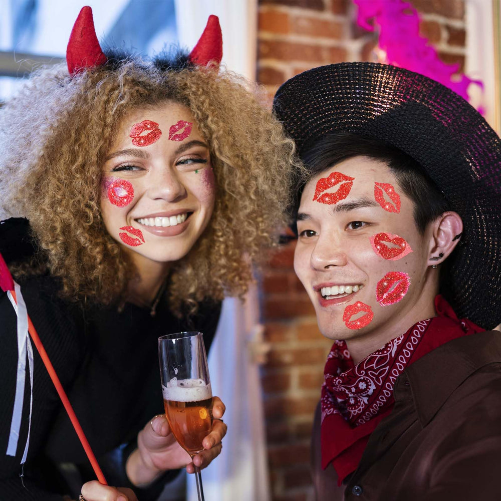 Winthrop 120-pack glitter lip print tattoos for vibrant event accents.