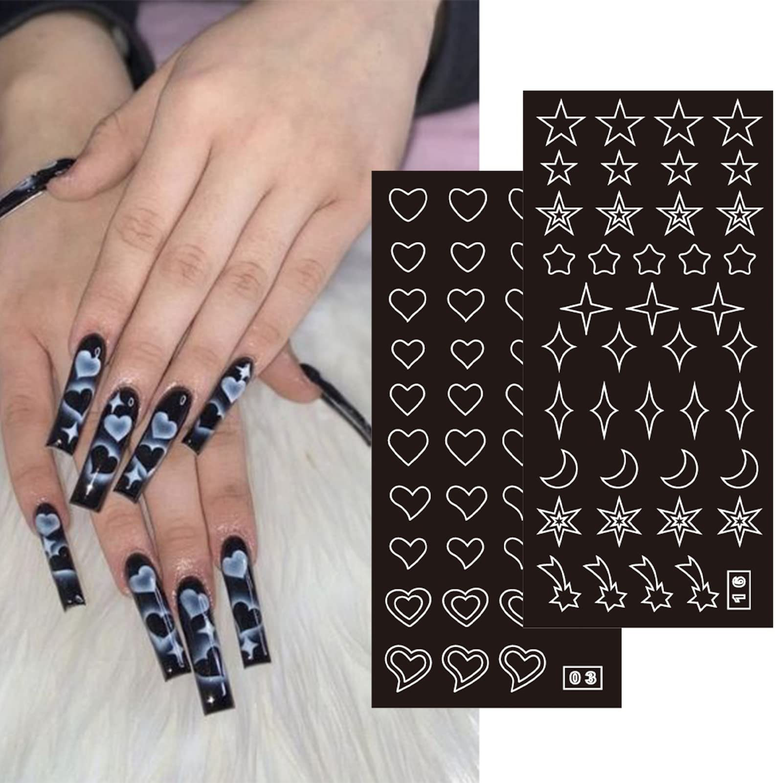 Winthrop butterflies flames nail art stencils for dramatic accents in DIY manis.