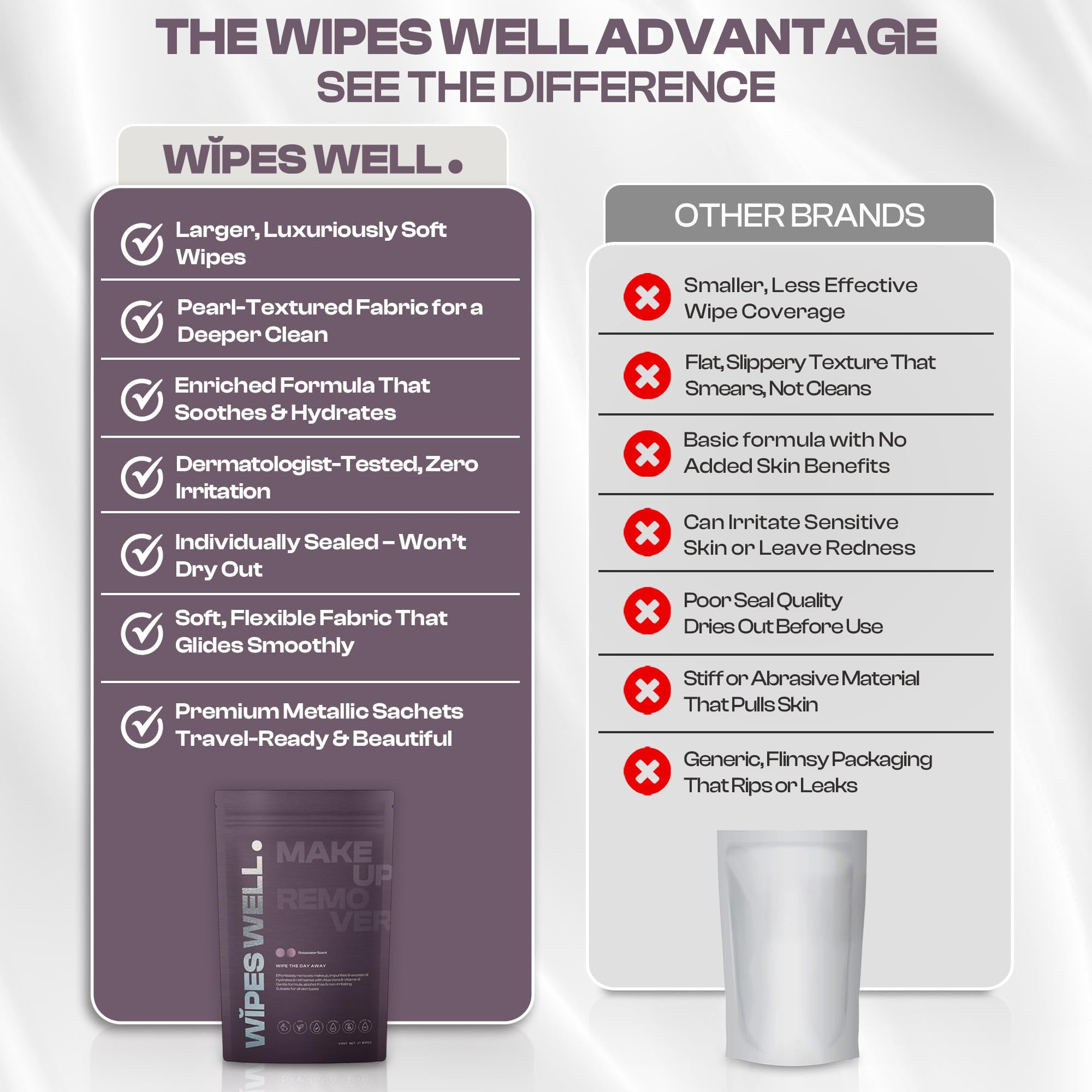 Wipes Well purse essentials for effortless makeup removal anywhere.