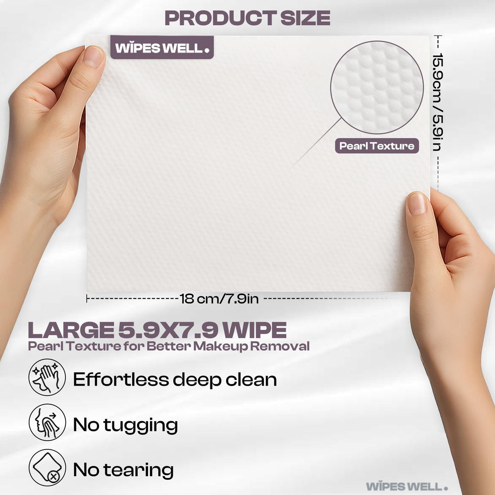 Wipes Well wipes leave skin soft and nourished after cleansing.