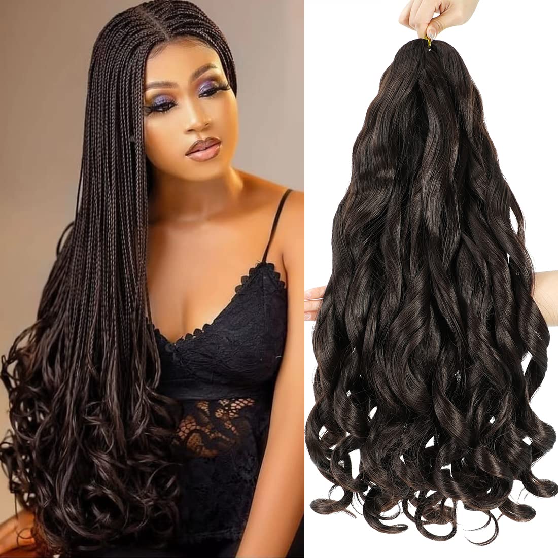 WIPPORYA 6-pack 24inch French curls braiding hair for fuller protective styles