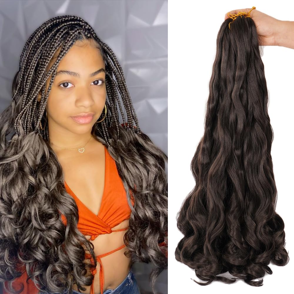 WIPPORYA French Curly Braiding Hair 24 inch length for voluminous protective styles.
