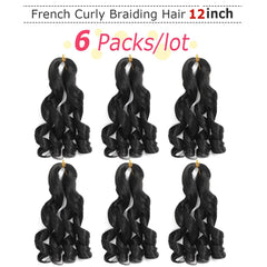 WIPPORYA French Curl Braiding Hair 12in six-pack for protective styles.
