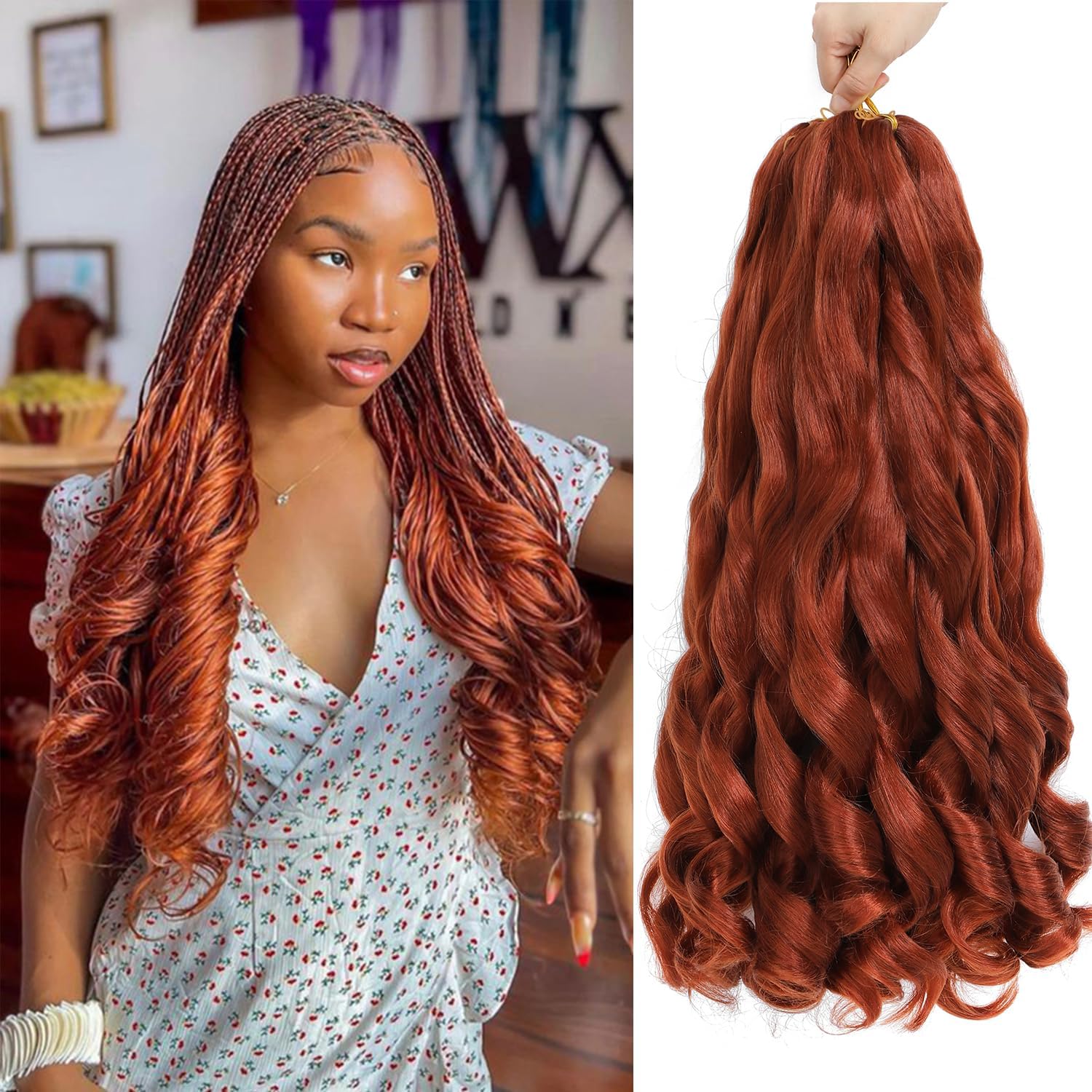 WIPPORYA French curly braiding hair 18 inch loose wave for full head coverage.