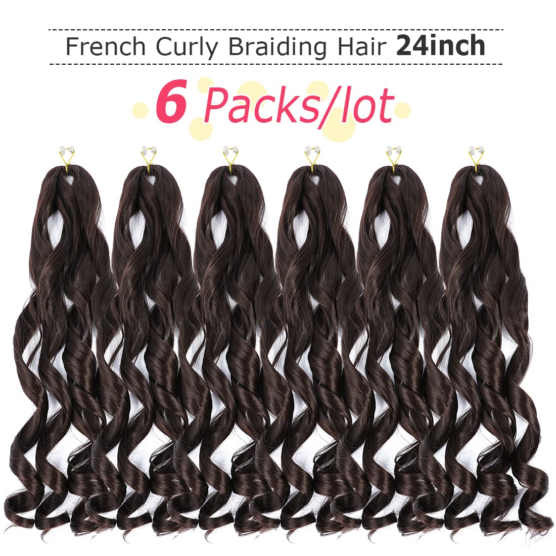 WIPPORYA pre-stretched 24inch French curls braiding hair for quick braid installs