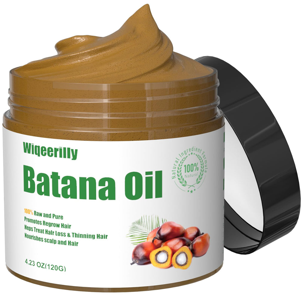 Wiqeerilly Batana Oil bottle close-up highlighting hair growth potential