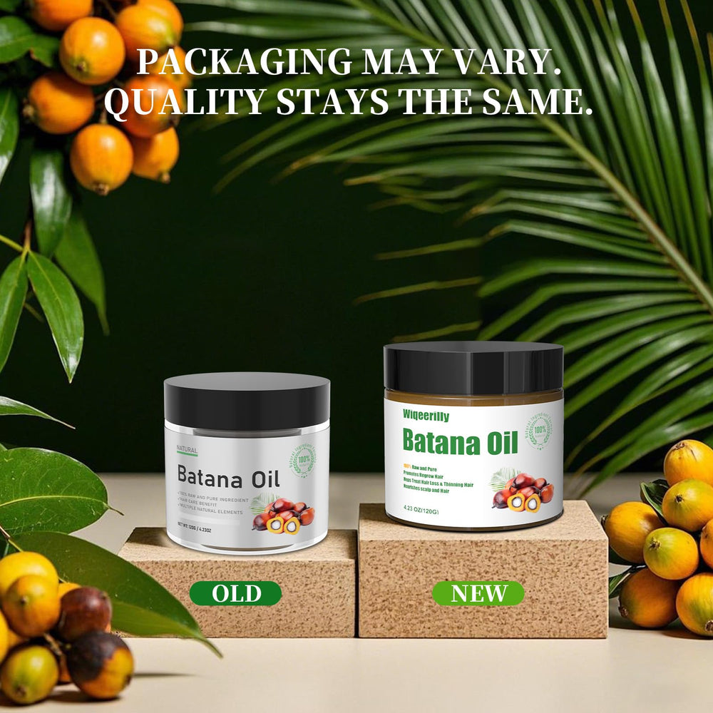 Wiqeerilly Batana Oil packaging layout with bottle and pouch