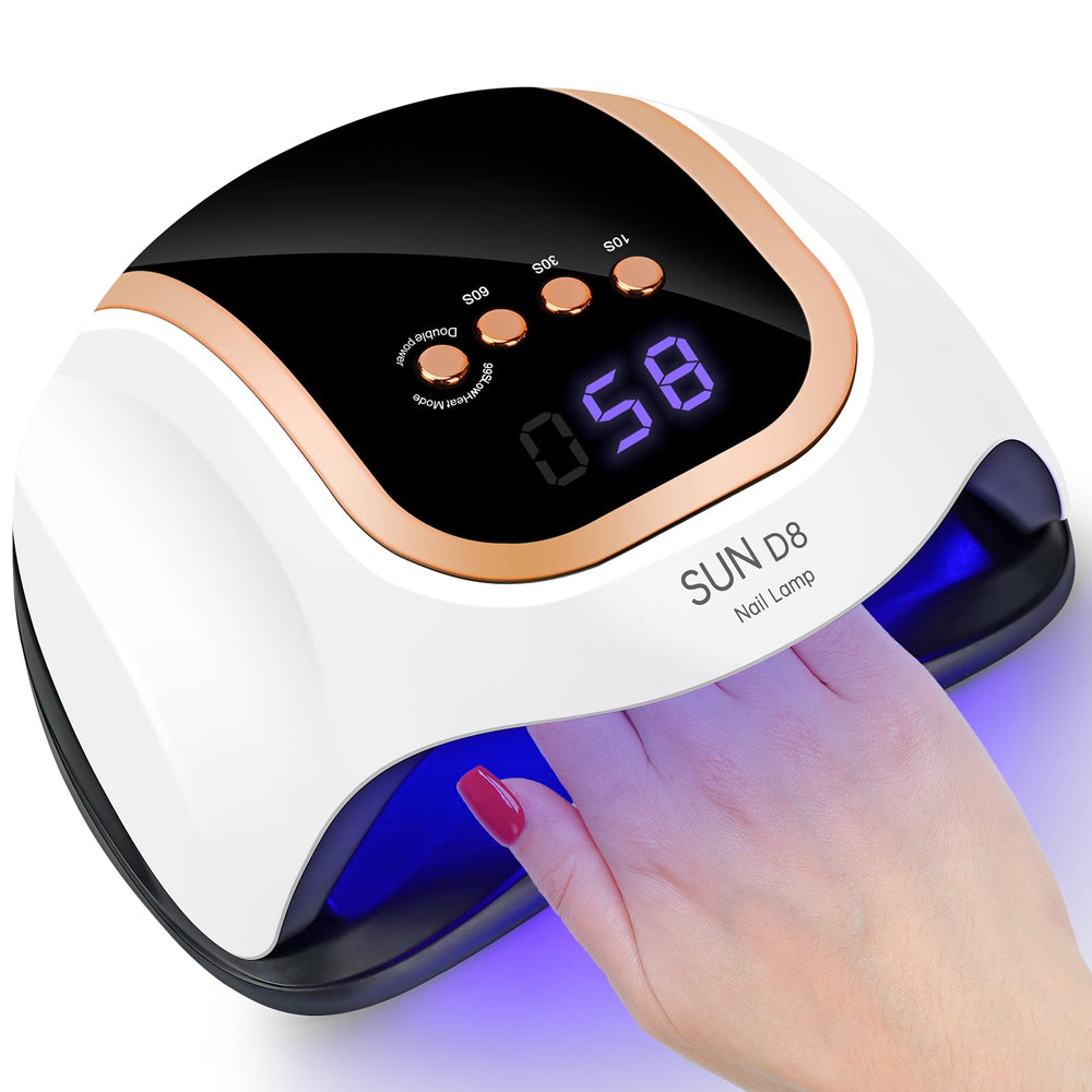 Wisdompark 268W UV LED Nail Lamp in gold, front view for efficient gel curing