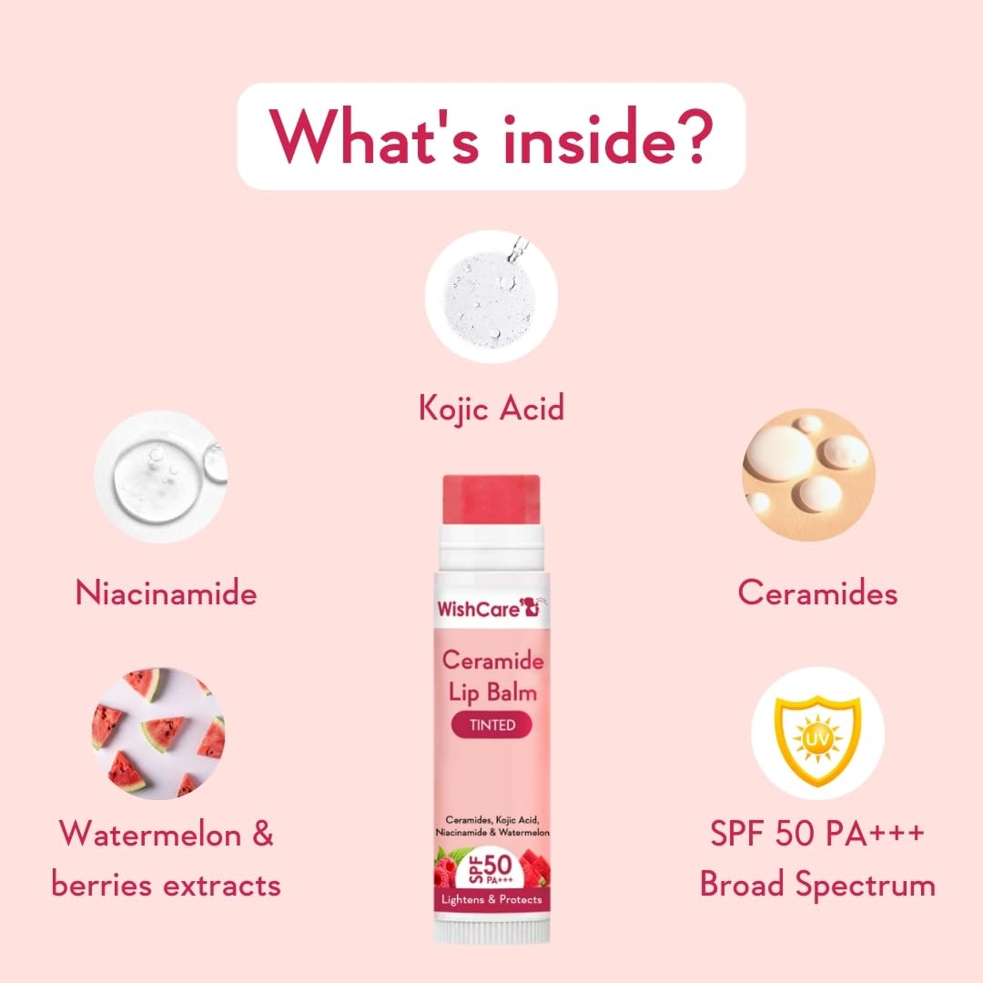 WishCare tinted lip balm application on lips emphasizes easy glide