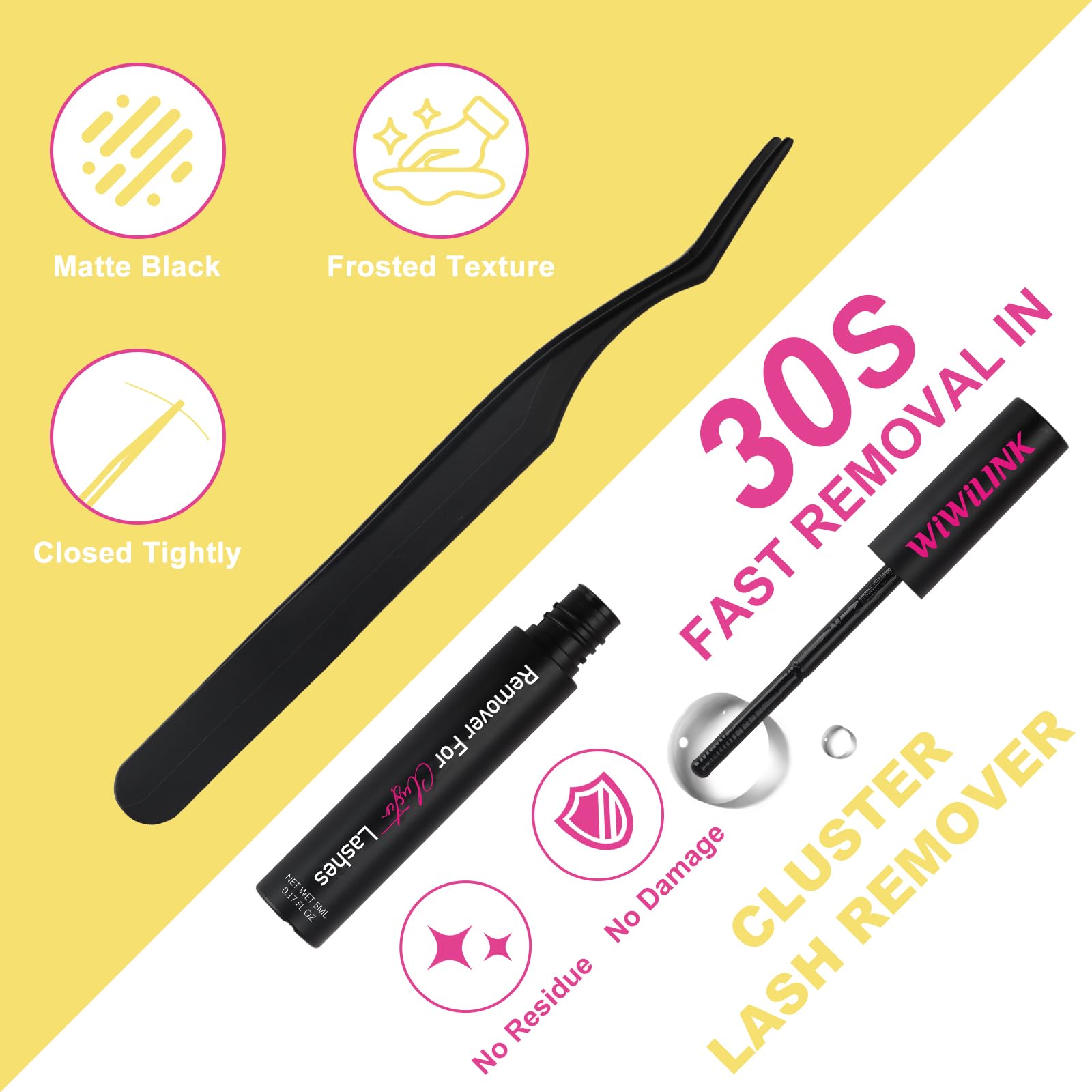 WiWiLINK remover for clean, residue-free lash removal.