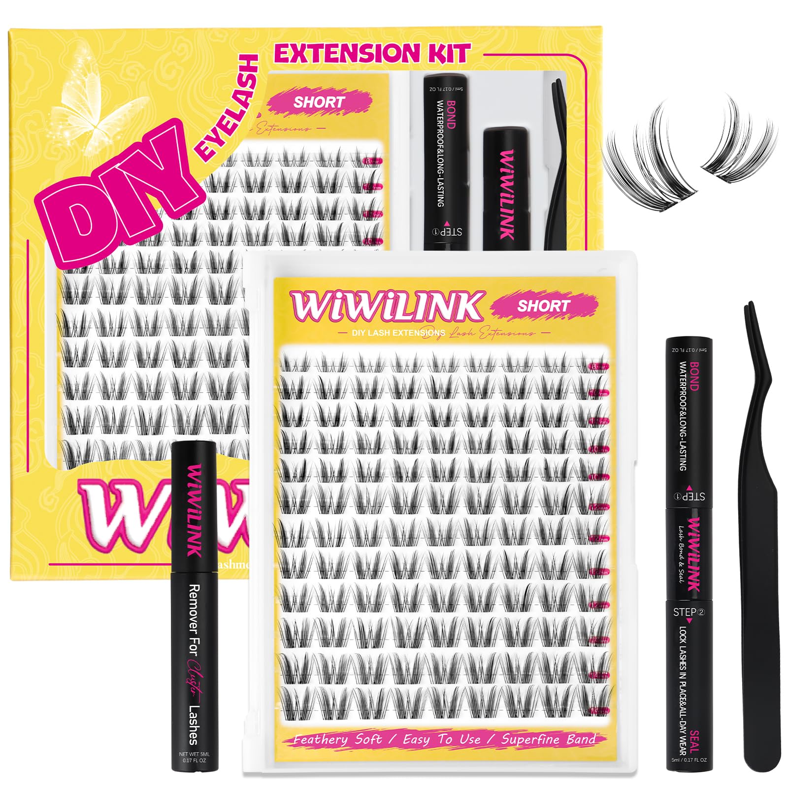 WiWiLINK wispy lash clusters in packaging for easy DIY application.