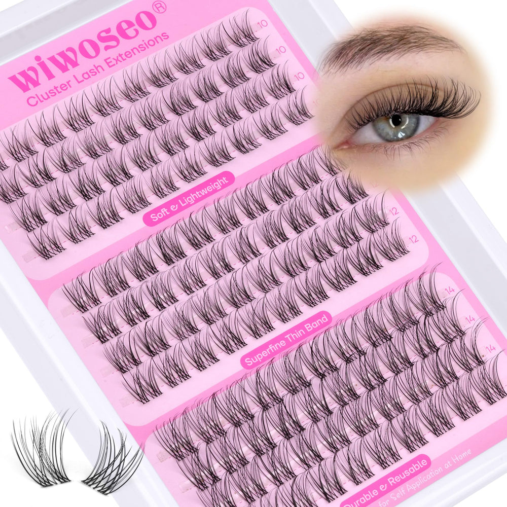 wiwoseo natural lash clusters with invisible band for a DIY natural look