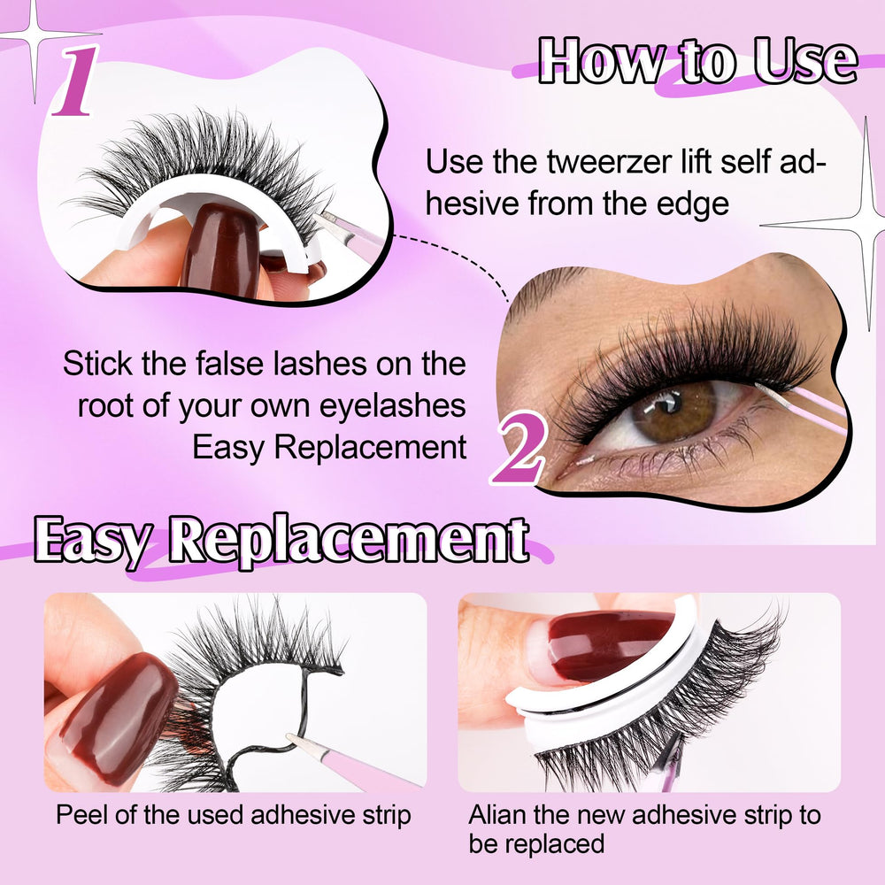 wiwoseo waterproof and sweatproof self-adhesive lashes stay put during activity