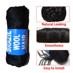 WiZiWi Brazilian Wool Hair 8-Pack package with crochet hook for fast styling.