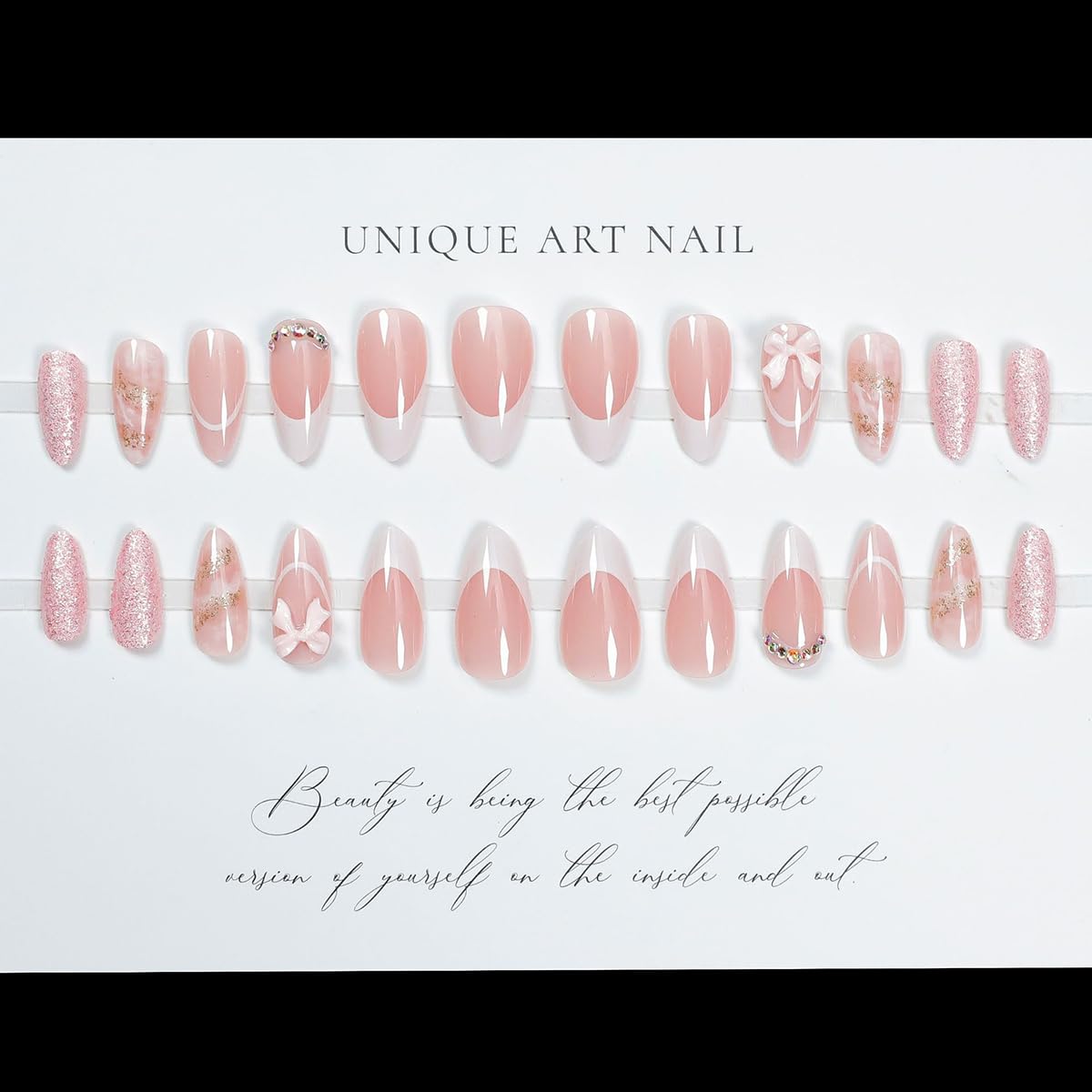 WLGDLH French tip press-on nails design for salon-style nails at home