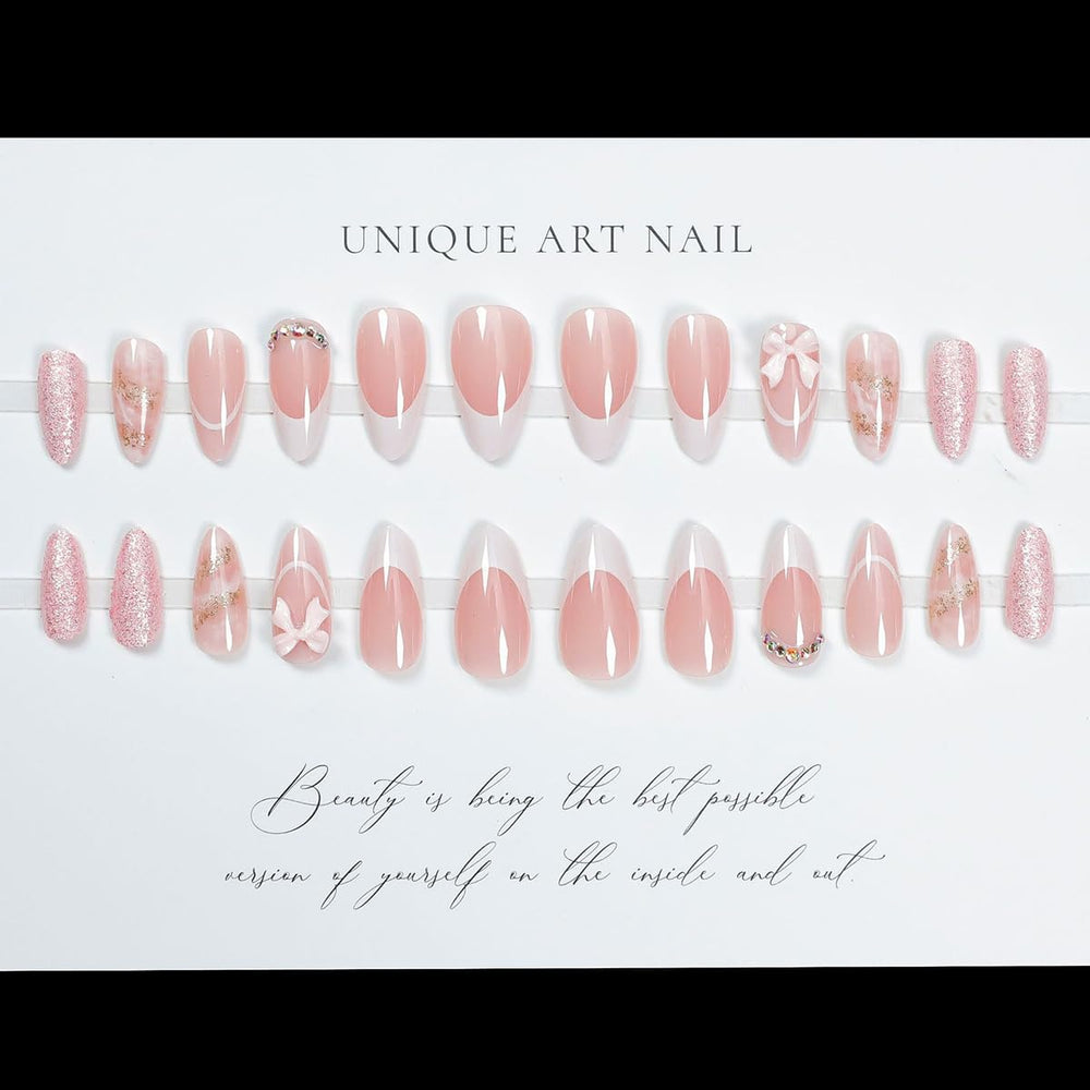 WLGDLH French tip press-on nails design for salon-style nails at home