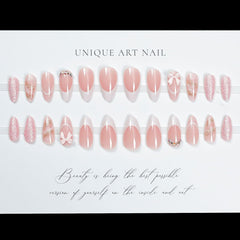 WLGDLH French tip press-on nails design for salon-style nails at home