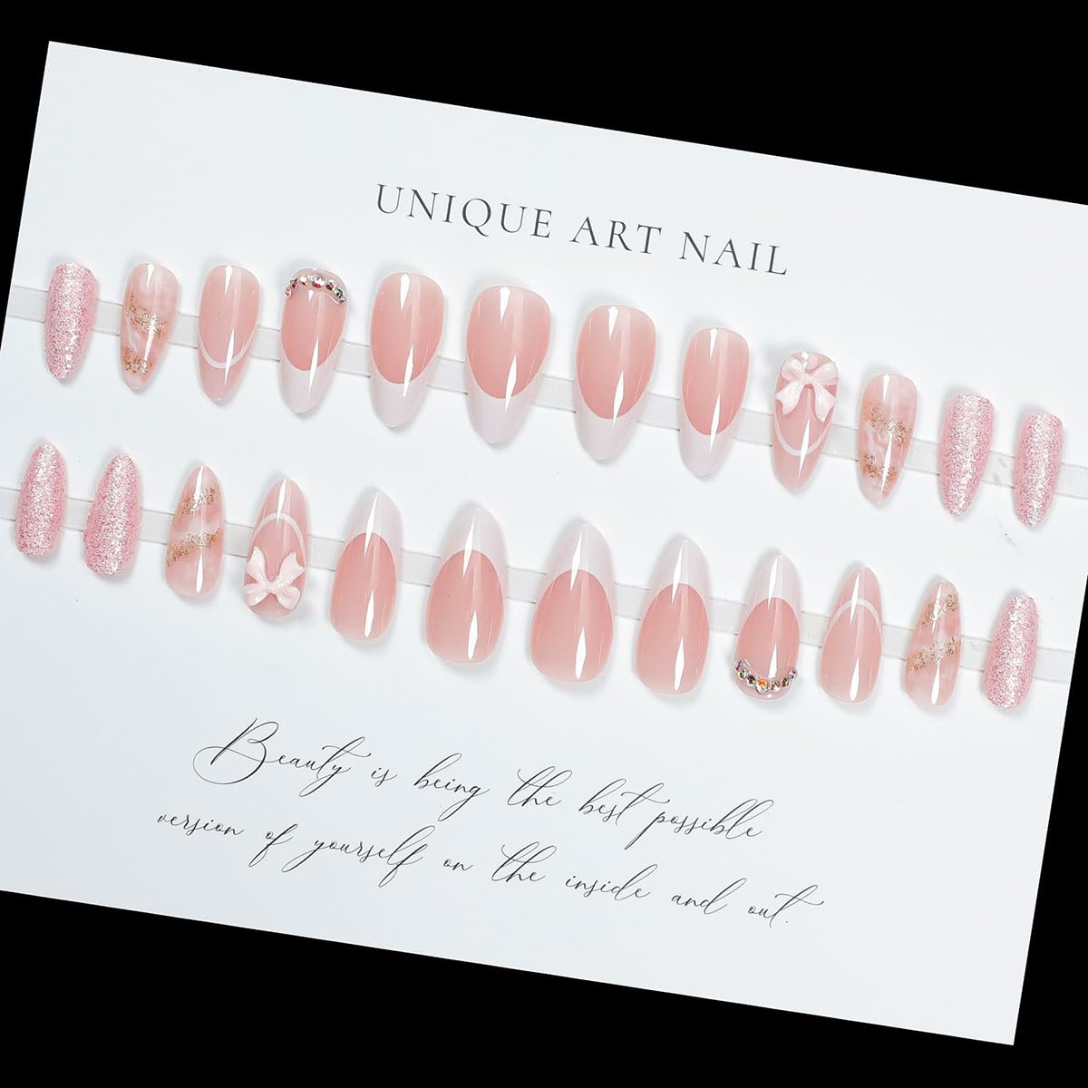 WLGDLH short almond nails with glitter rhinestones for chic style