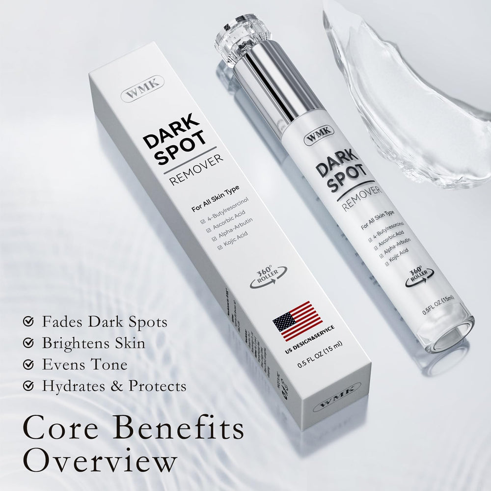 WMK roller application closeup shows smooth serum flow for controlled daily use.