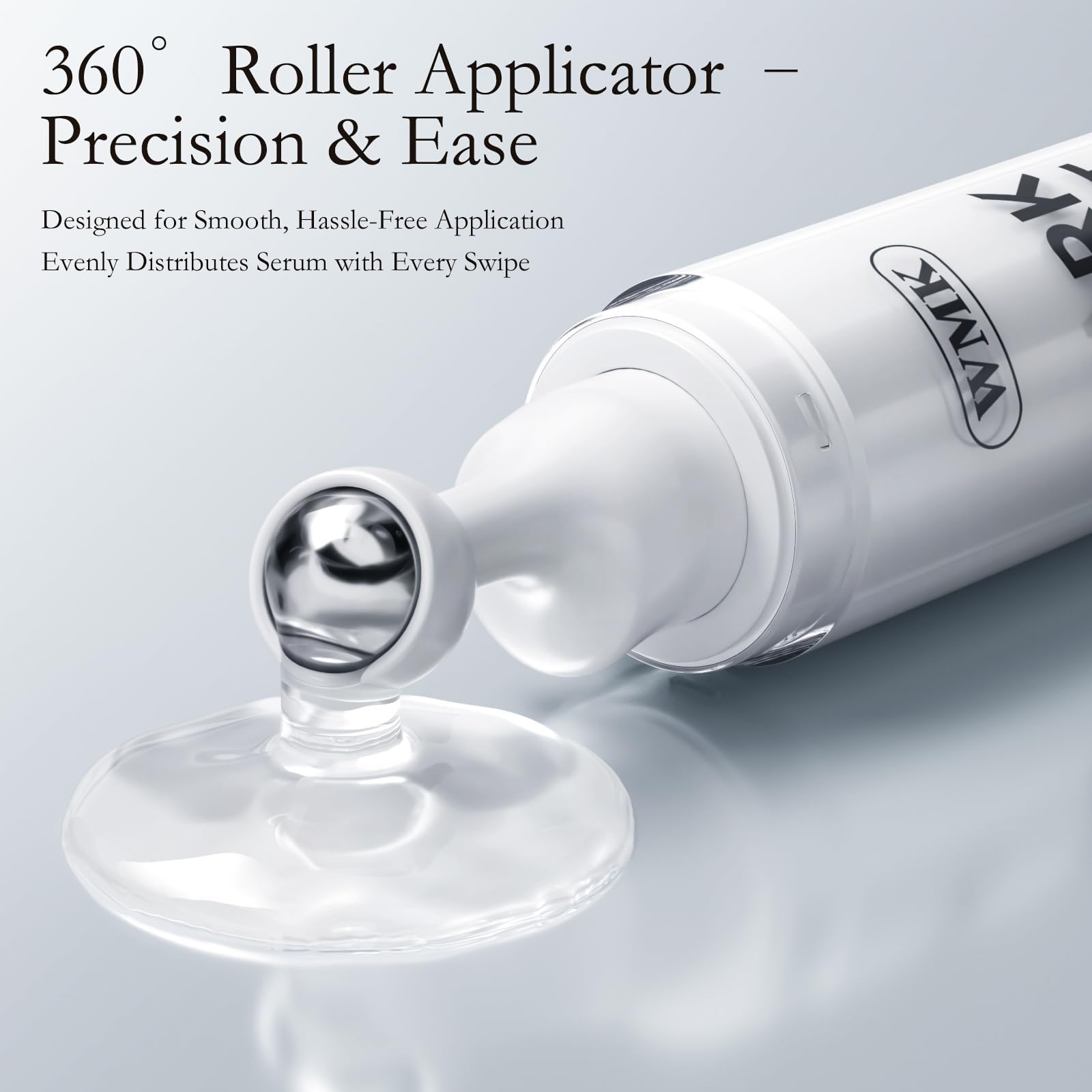 WMK serum texture closeup highlights lightweight, non-greasy formula ideal for sensitive skin.