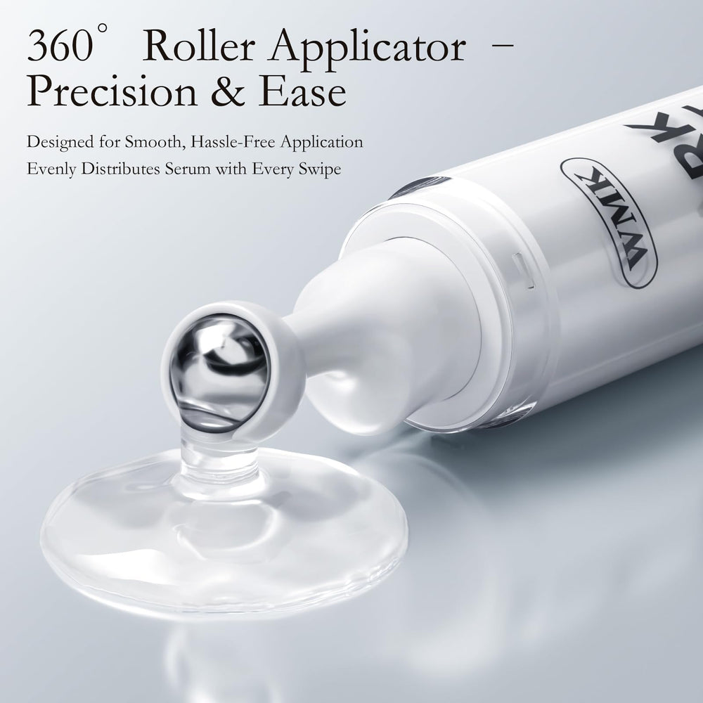 WMK serum texture closeup highlights lightweight, non-greasy formula ideal for sensitive skin.