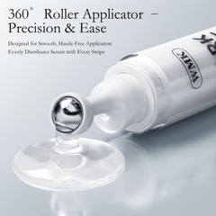 WMK serum texture closeup highlights lightweight, non-greasy formula ideal for sensitive skin.