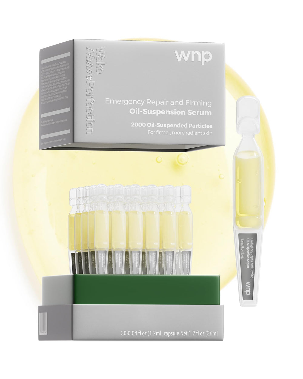 WNP collagen4D serum ampoule close-up highlighting hydration and firming potential.