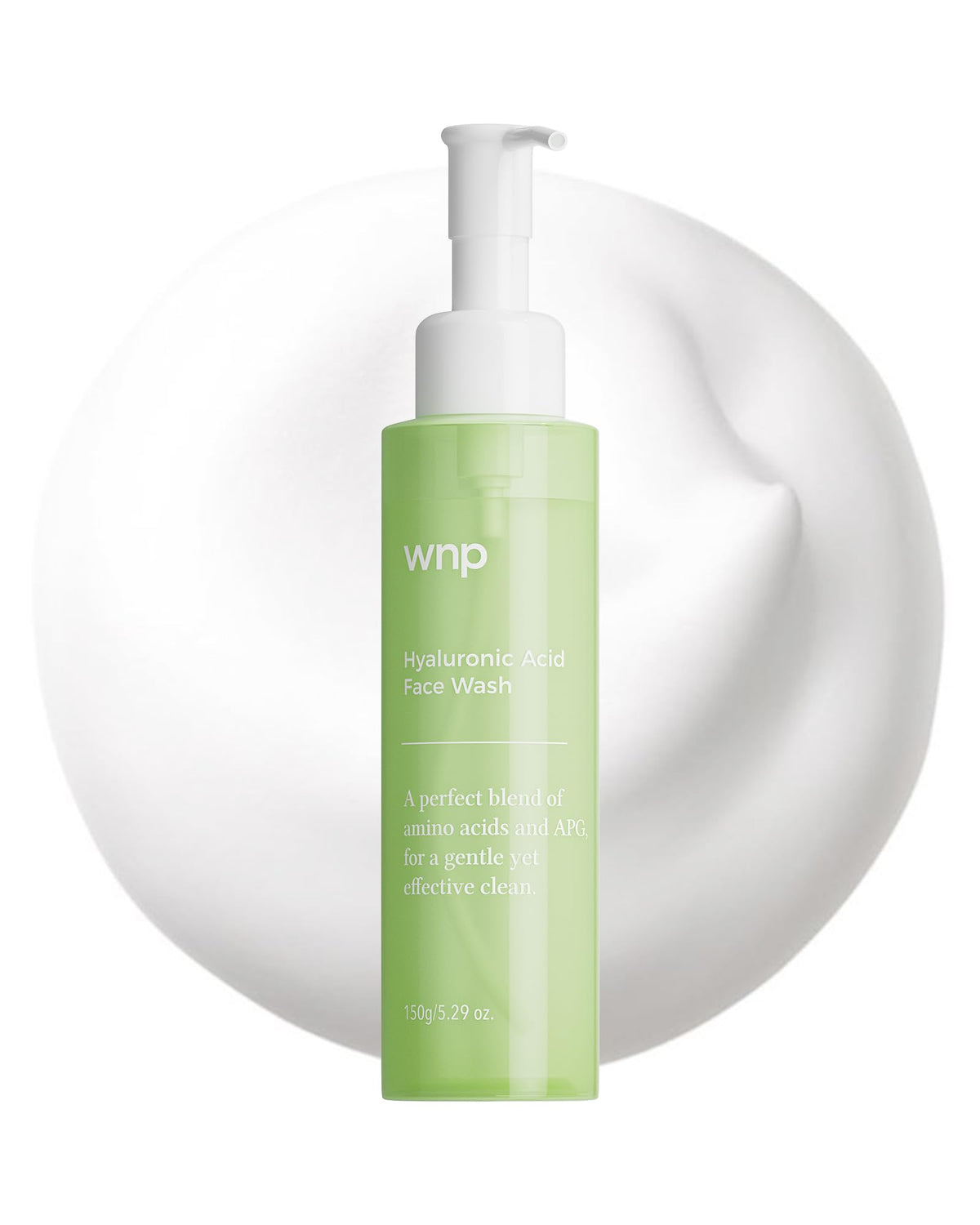 WNP Foaming Face Wash bottle highlights gentle cleansing for all skin types