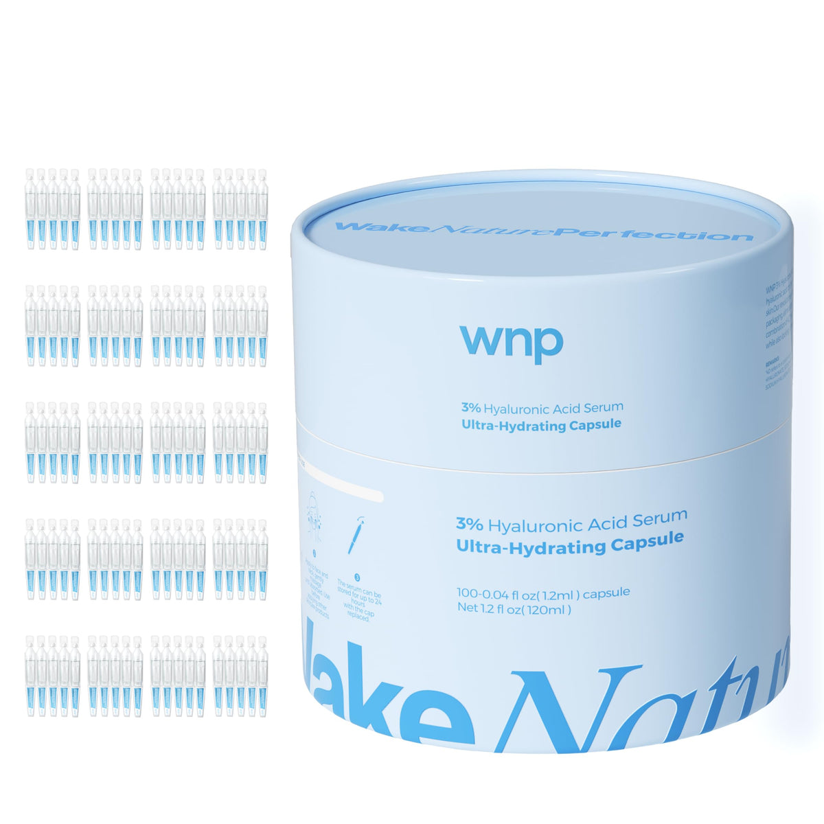 WNP Hyaluronic Serum 3% bottle close-up highlighting hydration for radiant skin.