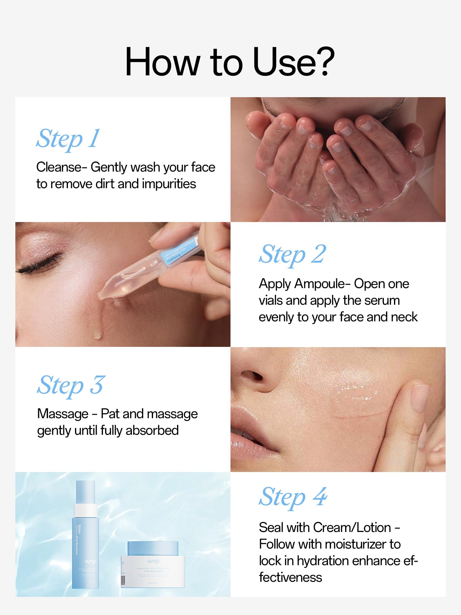 WNP Hyaluronic Serum applied under makeup for a seamless base.