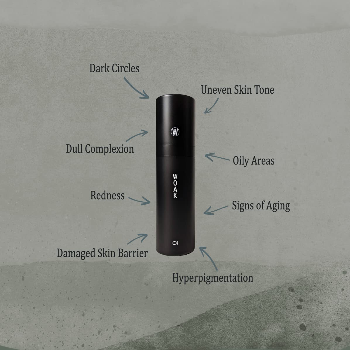 WOAK C4 close-up with hyaluronic acid and vitamin C ingredients for hydration