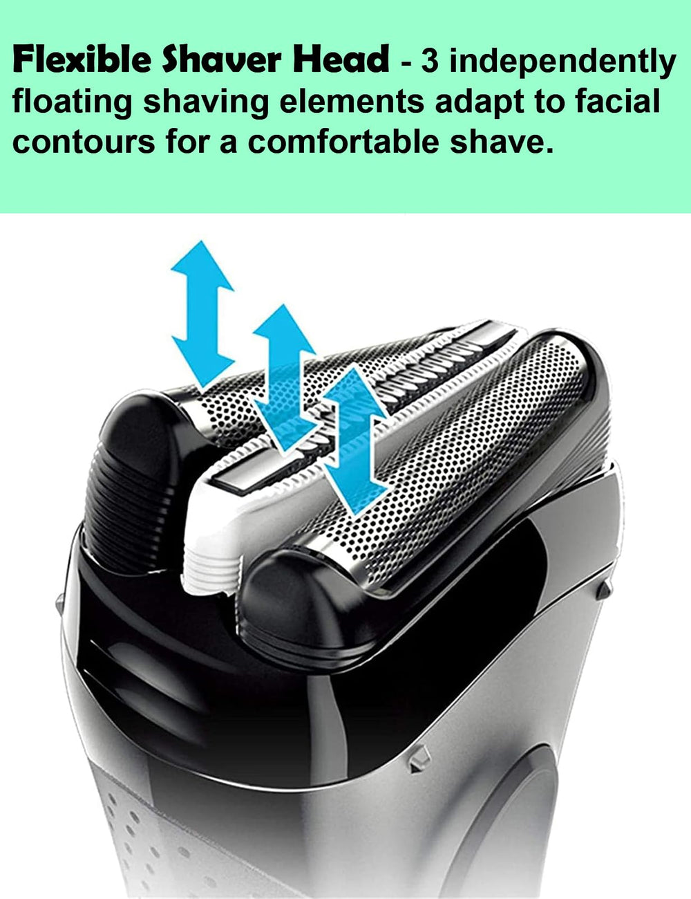 WOERGG 32B waterproof head suitable for wet and dry shaving.