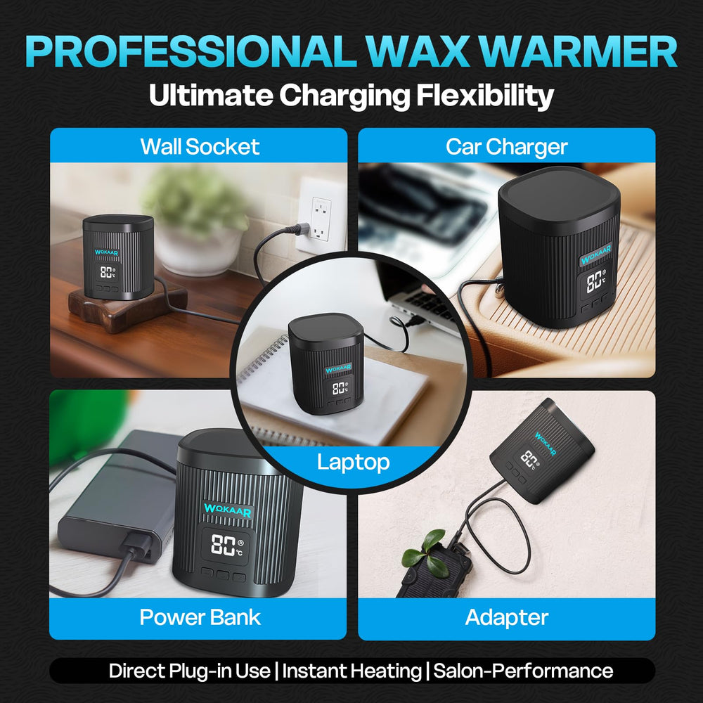 Wokaar ear plugs included for comfortable waxing and protection
