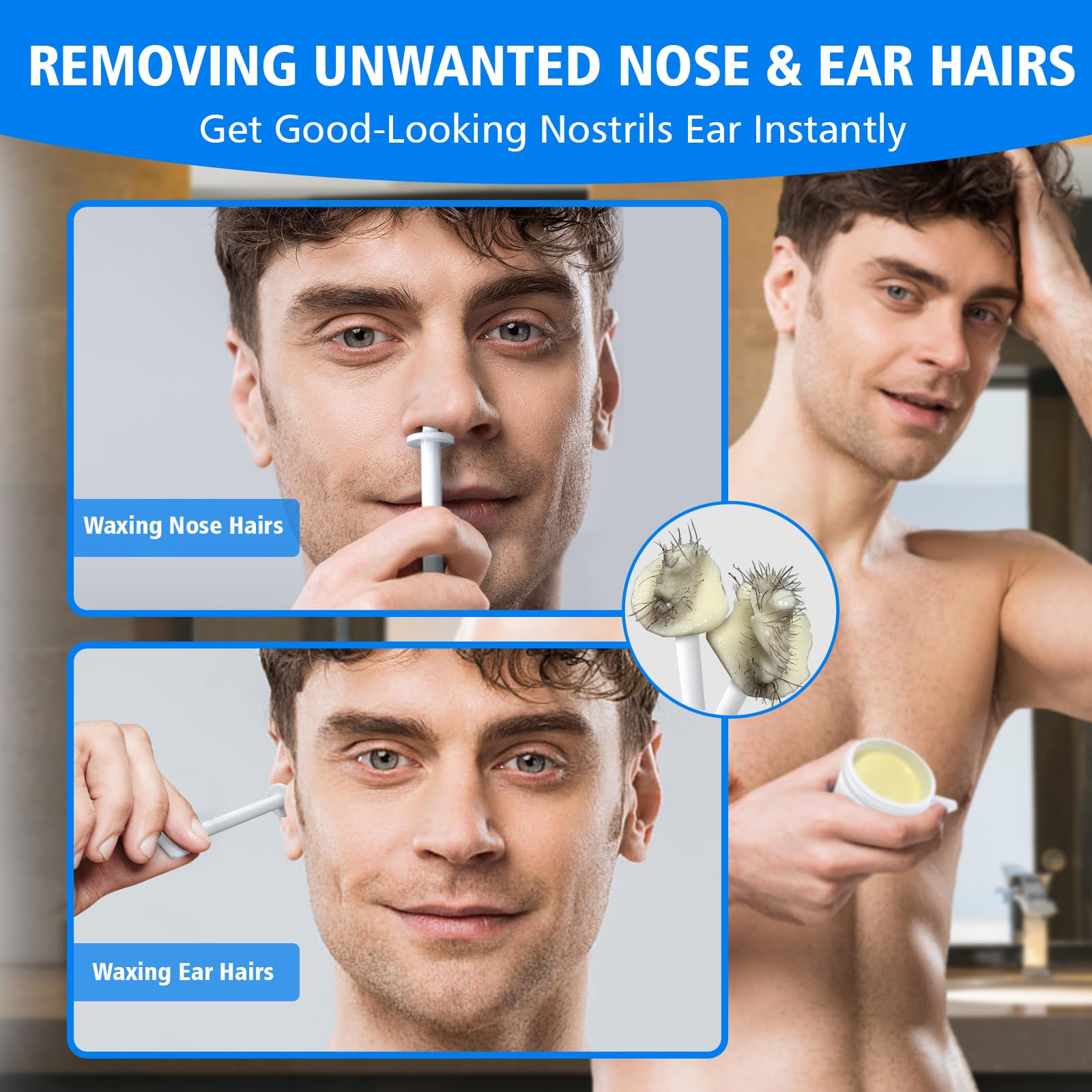 Wokaar Nose and Ear Wax App – 30 applicators for precise removal and nasal hair protection.