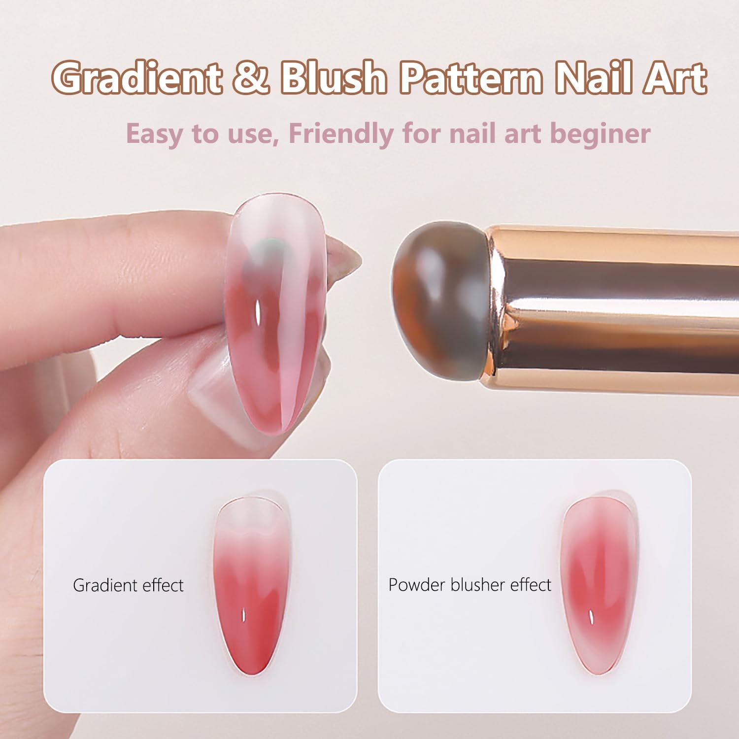 WOKOTO bevel silicone ombre brush with pink handle for glitter and chrome effects.