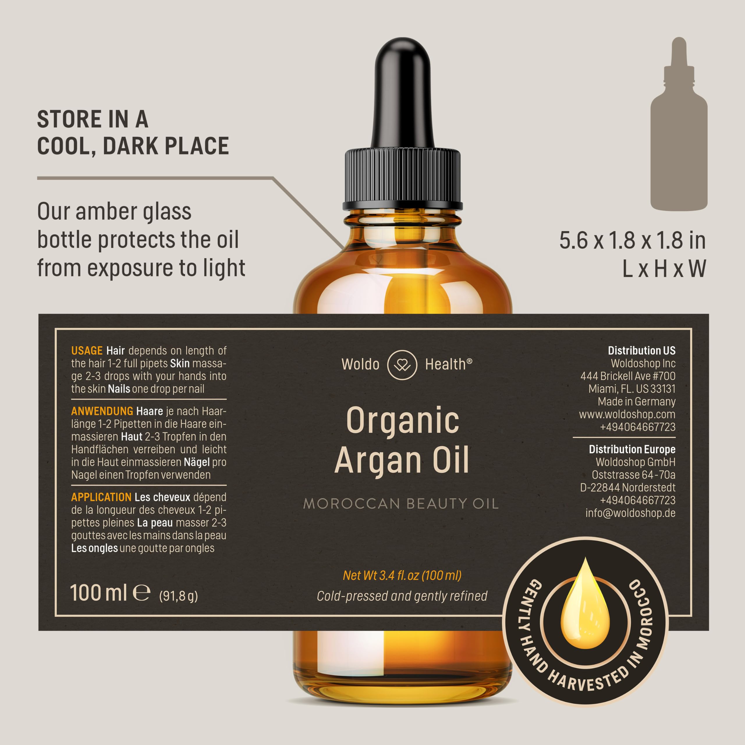 WoldoHealth Organic Argan Oil as a lightweight vegan moisturizer.
