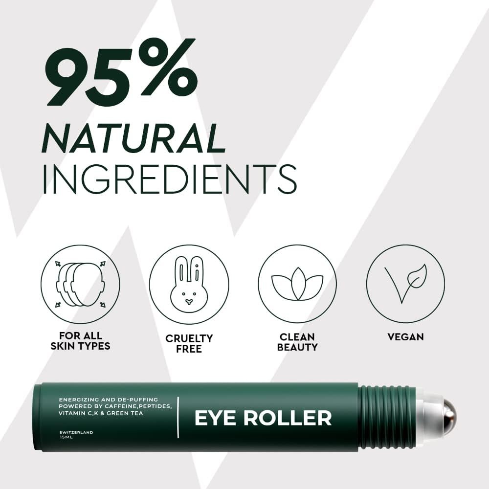 The Wolf Project Under Eye Roller designed for men keeps eyes looking refreshed.