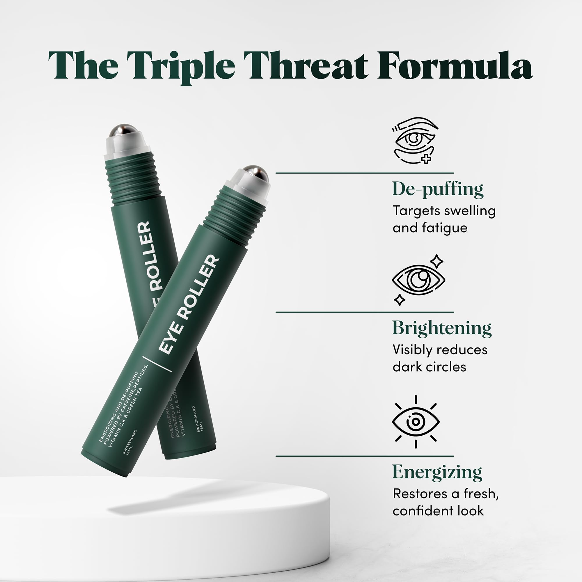 The Wolf Project Under Eye Roller vitamin-C focus brightens the under-eye area.