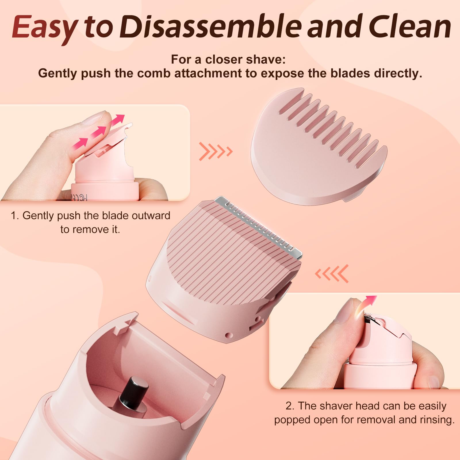 WOLLEA hypoallergenic stainless blades protect sensitive skin during trimming.