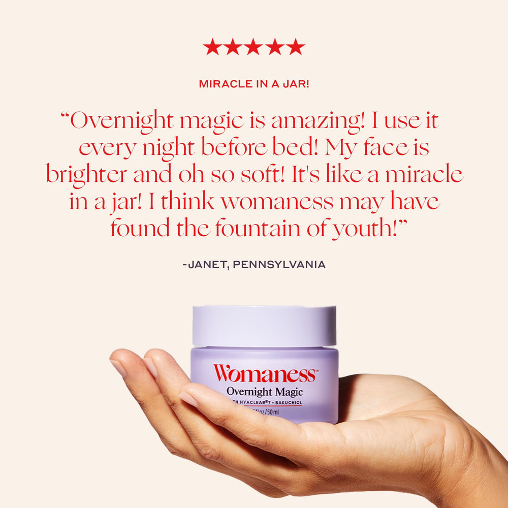 Lightweight non-greasy face cream applied to skin by Womaness